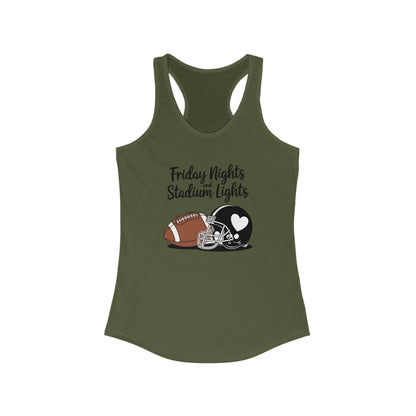 Friday Night Lights, Football, Women's Racerback Tank Top, Perfect for Game Day, Sports Events, Tailgating, and Everyday Wear