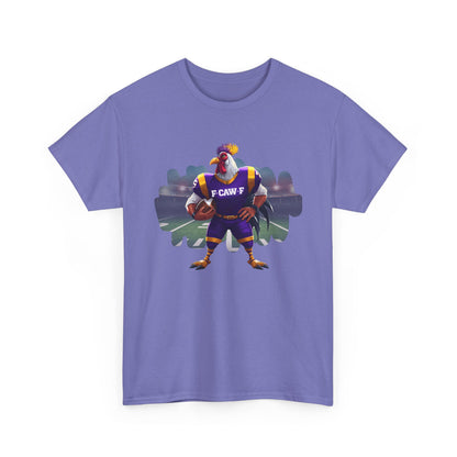 F-CAW-F Football Rooster, Purple and Gold , Sporty Unisex Heavy Cotton Tee