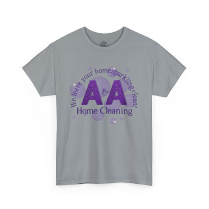 A&A Cleaning Services, Logo, Purple on Gold Crew Neck unisex tshirt, Gildan