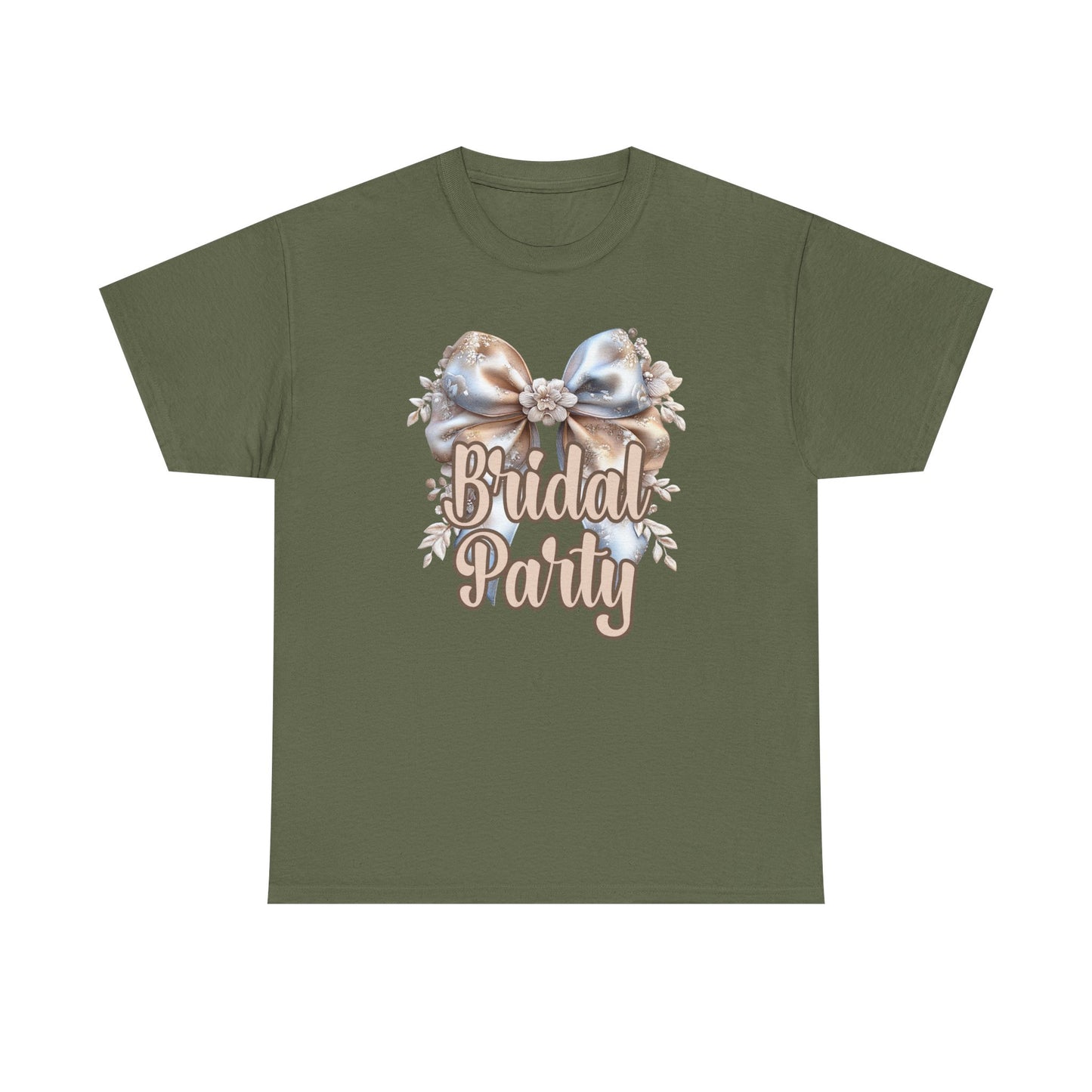 Bridal Party Bow Unisex Heavy Cotton Tee, Wedding Gift, Bridal Shower Tee, Engagement Outfit, Bachelorette Party Apparel