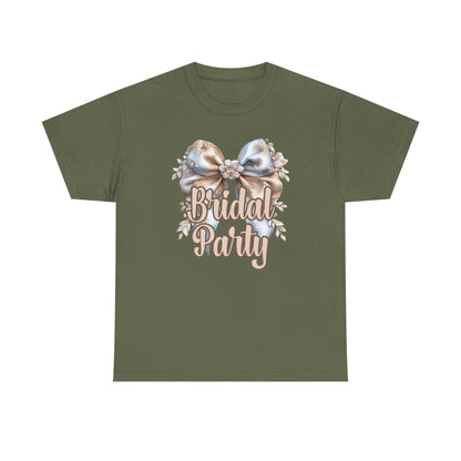 Bridal Party Bow Unisex Heavy Cotton Tee, Wedding Gift, Bridal Shower Tee, Engagement Outfit, Bachelorette Party Apparel