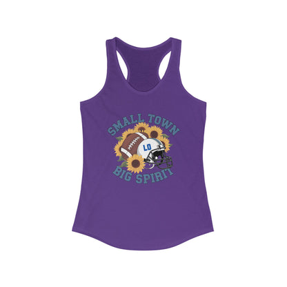 Small town, Big Spirit, Live Oak, Football, Women's Racerback Tank Top, Perfect for Game Day, Sports Events, Tailgating, and Everyday Wear