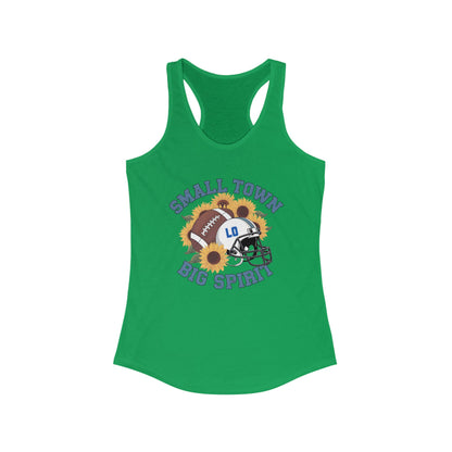 Small town, Big Spirit, Live Oak, Football, Women's Racerback Tank Top, Perfect for Game Day, Sports Events, Tailgating, and Everyday Wear