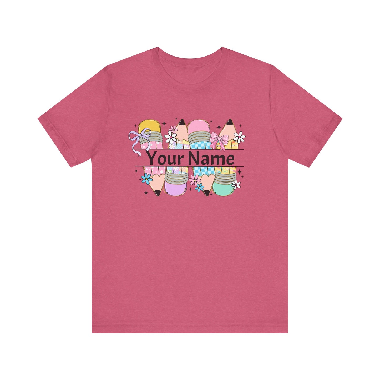 Personalized Back to School Pencil with your name design, on a bella canvas shirt