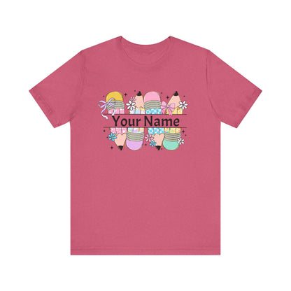Personalized Back to School Pencil with your name design, on a bella canvas shirt