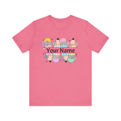Personalized Back to School Pencil with your name design, on a bella canvas shirt