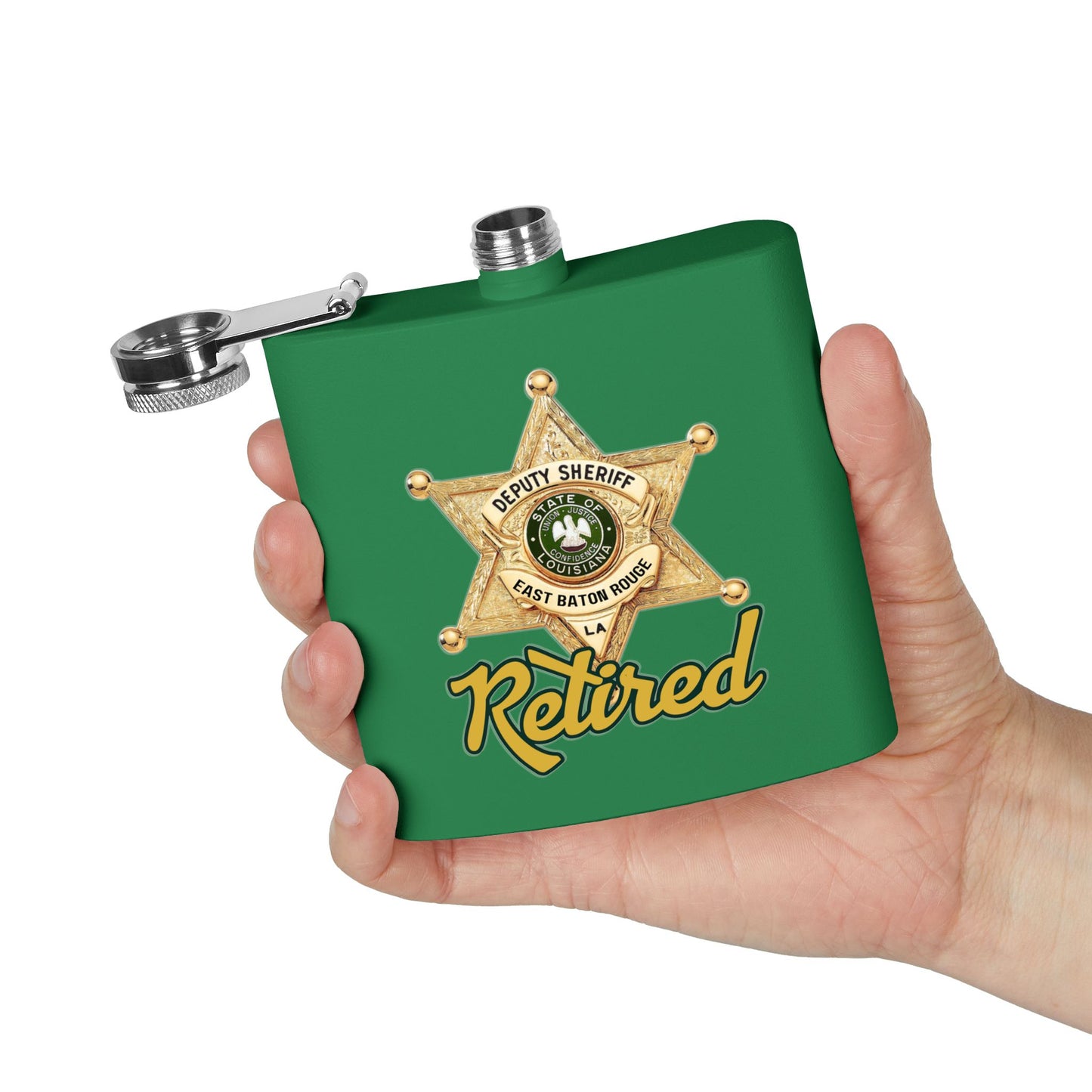 Retired Deputy Sheriff Flask, 6oz | Personalized Gift for Retirees, Law Enforcement, Hikers, Unique Party Favor, Custom Flask, [...]
