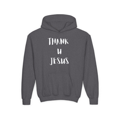 Thank you Jesus, John 3:16 Youth Heavy Blend Hooded Sweatshirt, Thank U Jesus Faith Hoodie, Christian Youth Apparel, Religious Gift for Teens, John 3:16 Inspired