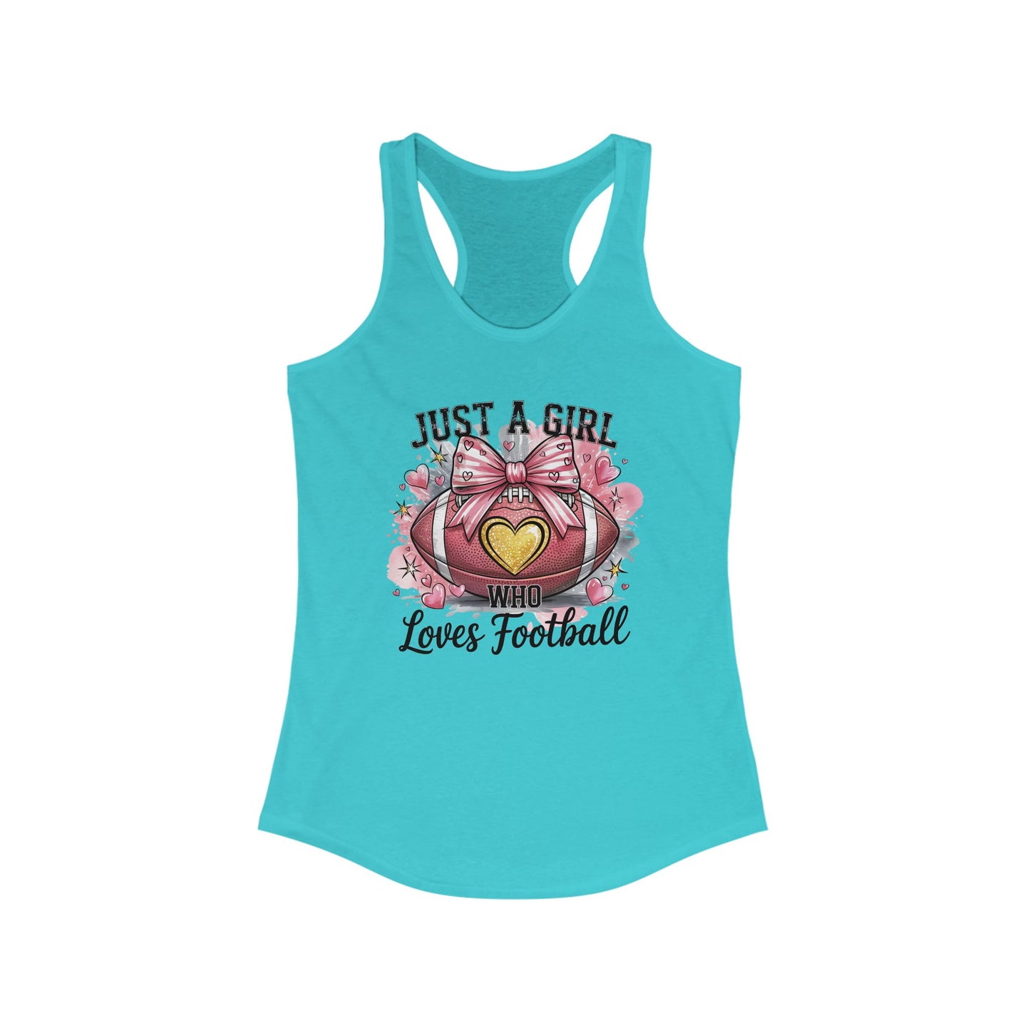 Just a Girl who loves Football Women's Racerback Tank Top, Perfect for Game Day, Sports Events, Tailgating, and Everyday Wear