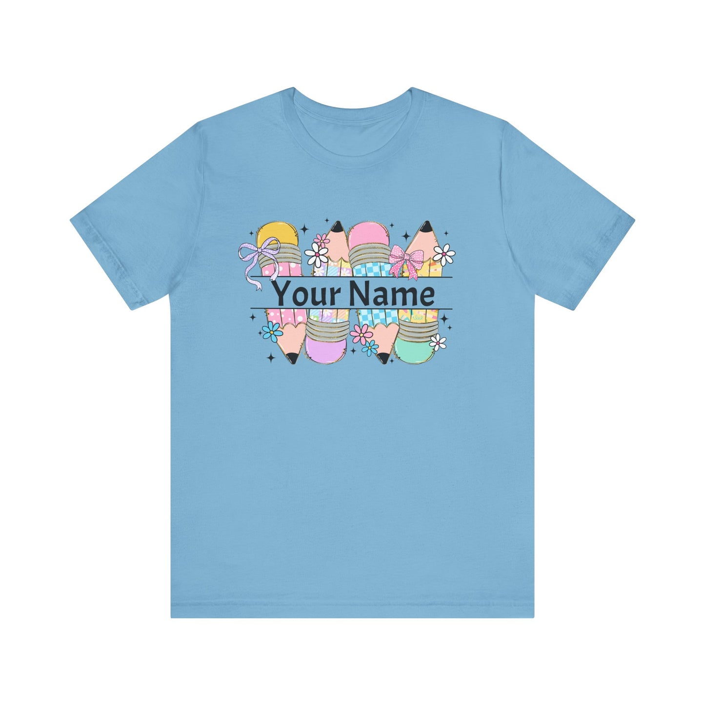 Personalized Back to School Pencil with your name design, on a bella canvas shirt