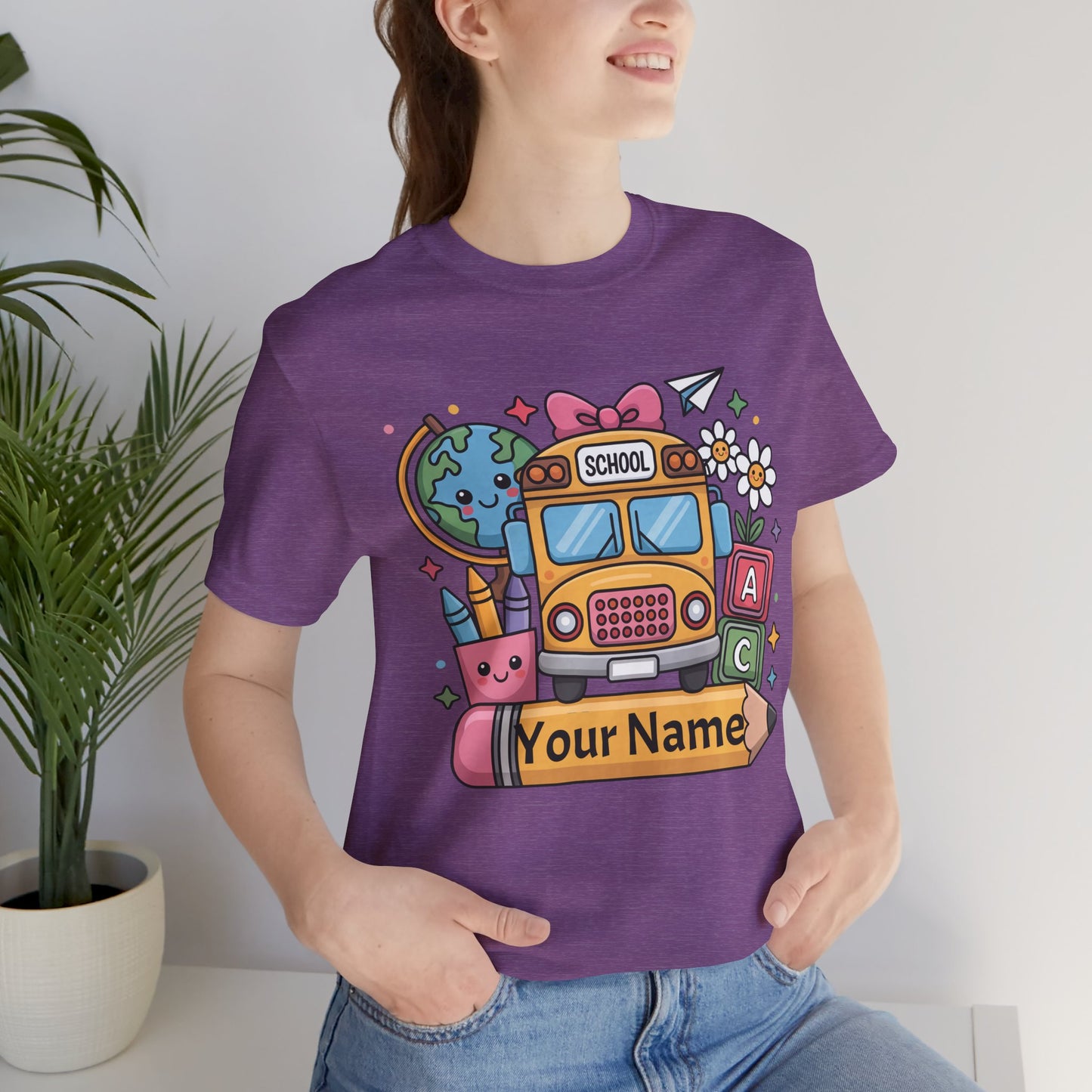 Personalized School Bus T-Shirt for Kids, Fun Graphic Tee, Back to School