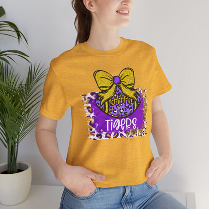 Tigers, Football, Animal Print, Glitter Bow, unisex tshirt tee