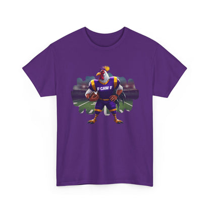 F-CAW-F Football Rooster, Purple and Gold , Sporty Unisex Heavy Cotton Tee