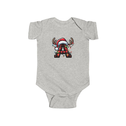 Christmas Monogram A, Family Matching, Baby Bodysuit, Cute Holiday Infant Outfit, , Festive Newborn Romper, Santa Design Baby Onesie