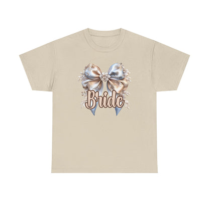 Bride Bow Unisex Heavy Cotton Tee, Wedding Gift, Bridal Shower Tee, Engagement Outfit, Bachelorette Party Apparel
