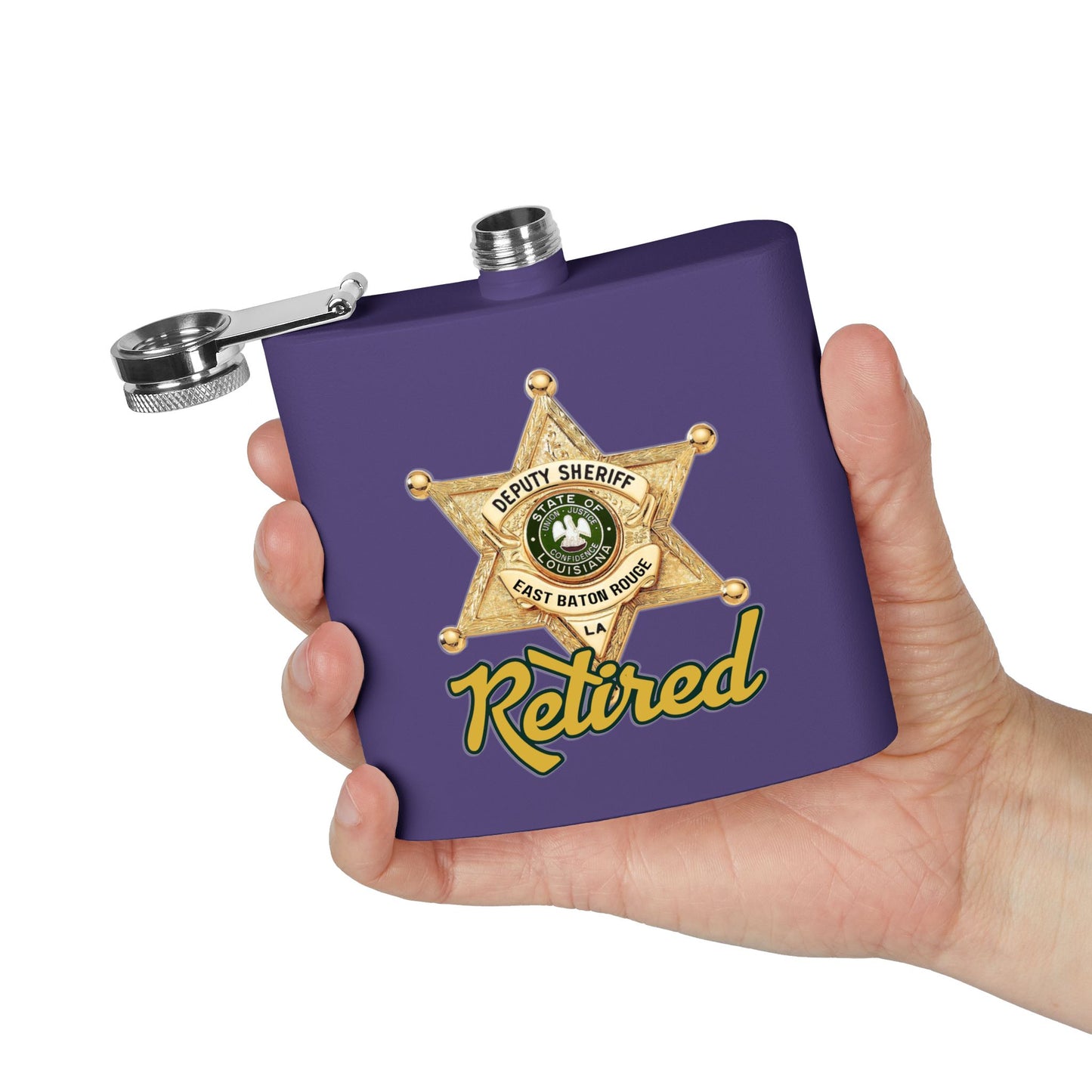 Retired Deputy Sheriff Flask, 6oz | Personalized Gift for Retirees, Law Enforcement, Hikers, Unique Party Favor, Custom Flask, [...]
