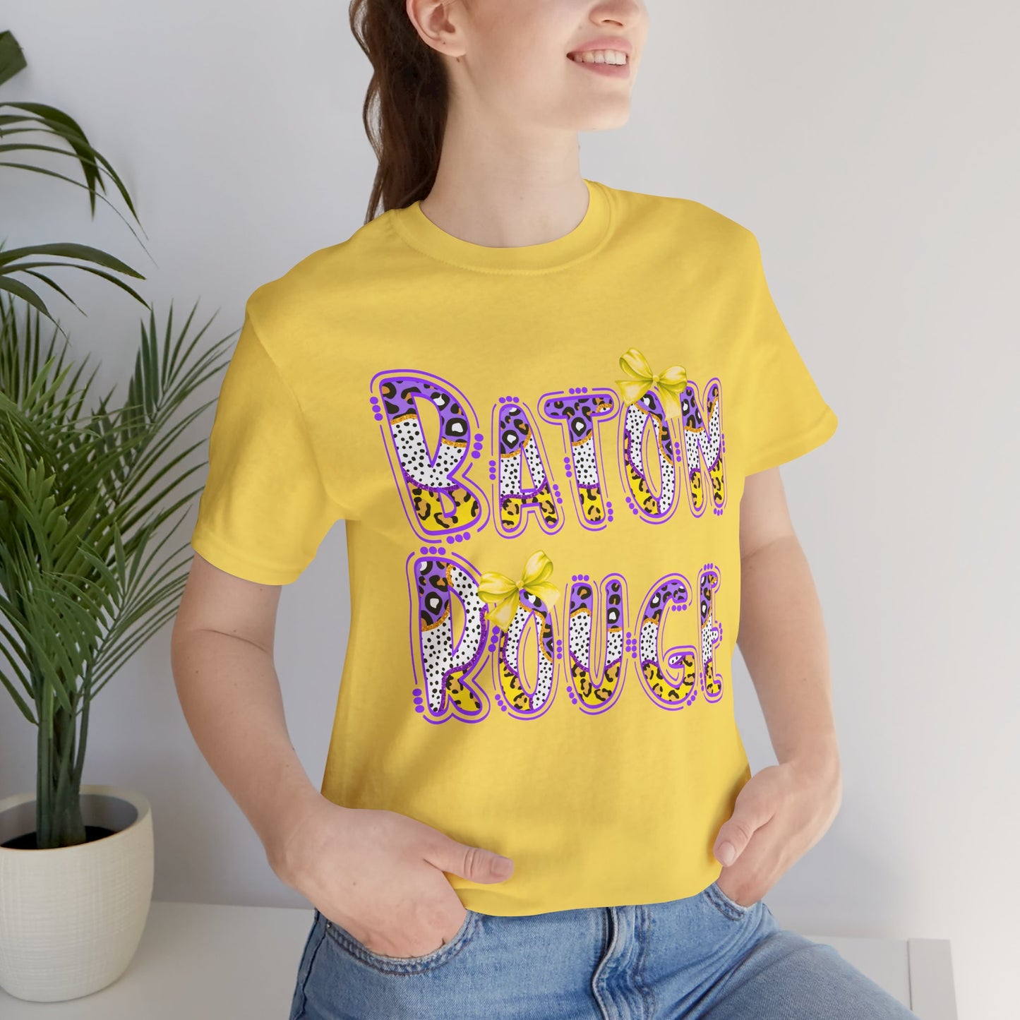 Baton Rouge Graphic Tee, Cute Font, Purple and Gold, LSU, Tigers, Football, Baseball, Team