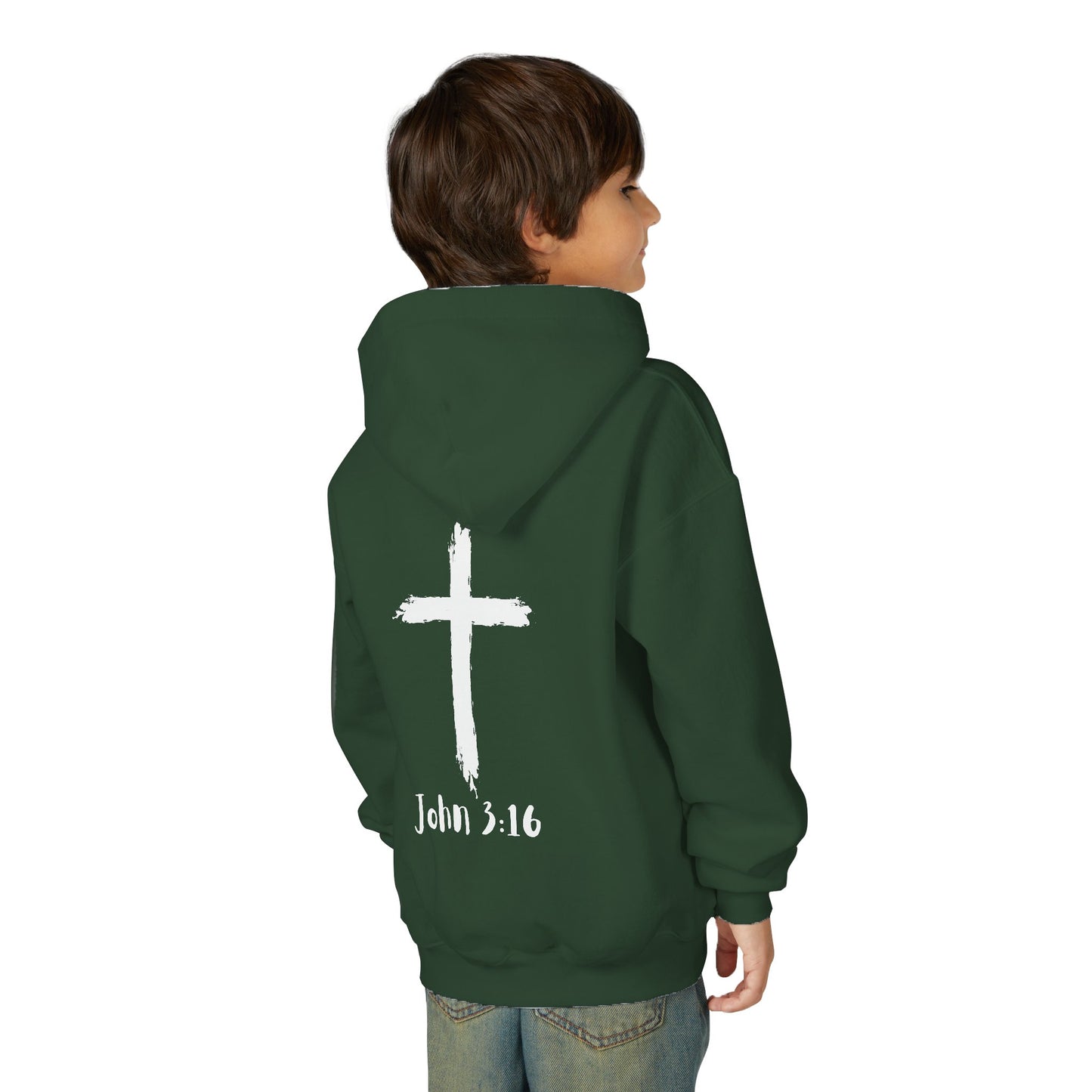 Thank you Jesus, John 3:16 Youth Heavy Blend Hooded Sweatshirt, Thank U Jesus Faith Hoodie, Christian Youth Apparel, Religious Gift for Teens, John 3:16 Inspired