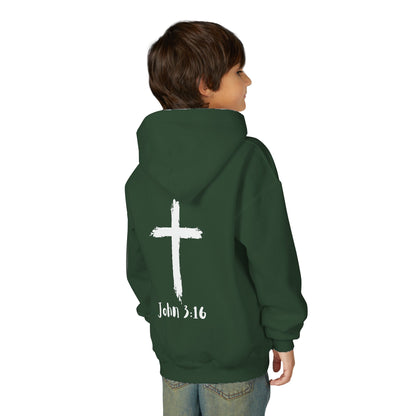 Thank you Jesus, John 3:16 Youth Heavy Blend Hooded Sweatshirt, Thank U Jesus Faith Hoodie, Christian Youth Apparel, Religious Gift for Teens, John 3:16 Inspired