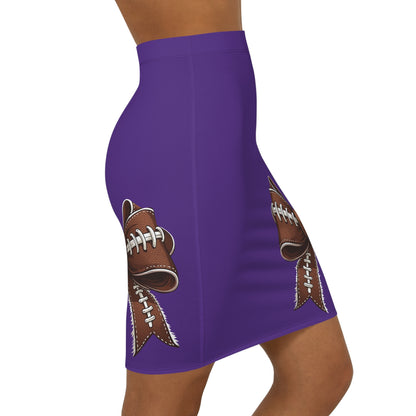Purple, Football Bow Women's Pencil Skirt, Stylish Skirt for Office, Fun Night Out, Geaux LSU Tigers!, homecoming