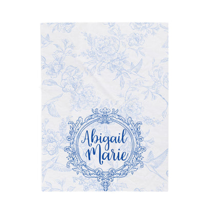 Personalized Velveteen Plush Blanket, Newborn, Baby, Nursery, Infant, Shower Gift, Hospital Blanket, blue floral