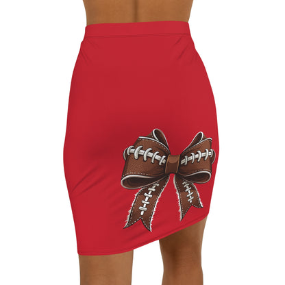 Dark Red Football Bow Women's Pencil Skirt, Stylish SkirtFun Night Out, Team Spirit! Game Day, homecoming