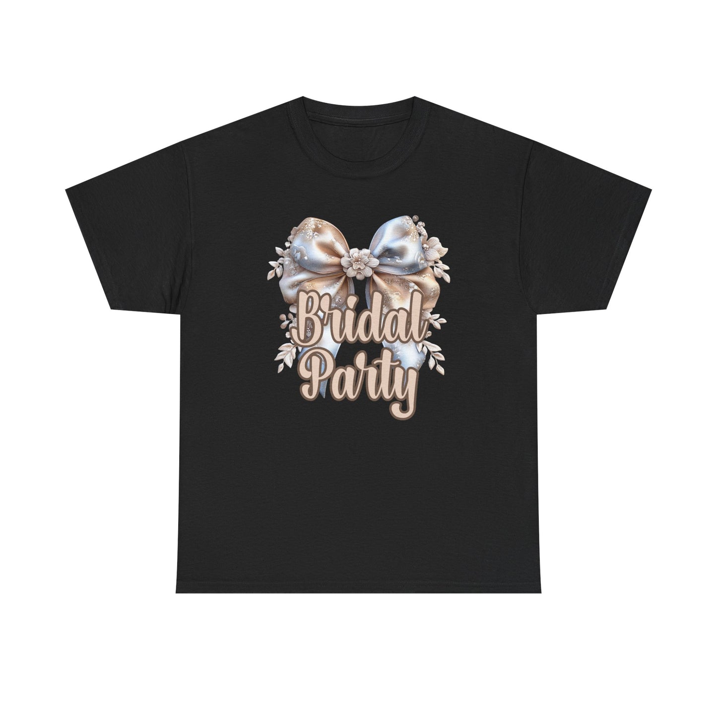 Bridal Party Bow Unisex Heavy Cotton Tee, Wedding Gift, Bridal Shower Tee, Engagement Outfit, Bachelorette Party Apparel