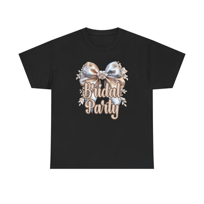 Bridal Party Bow Unisex Heavy Cotton Tee, Wedding Gift, Bridal Shower Tee, Engagement Outfit, Bachelorette Party Apparel