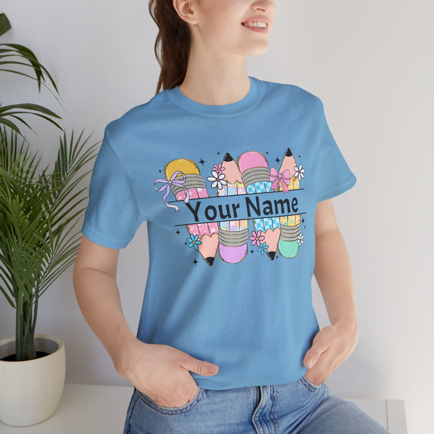 Personalized Back to School Pencil with your name design, on a bella canvas shirt