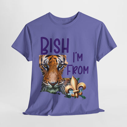 I'm From Louisiana, Unisex Heavy Cotton Tee with Tiger Design, game day, Tigers, Fleur De Lis, Tiger Face