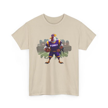 F-CAW-F Football Rooster, Purple and Gold , Sporty Unisex Heavy Cotton Tee