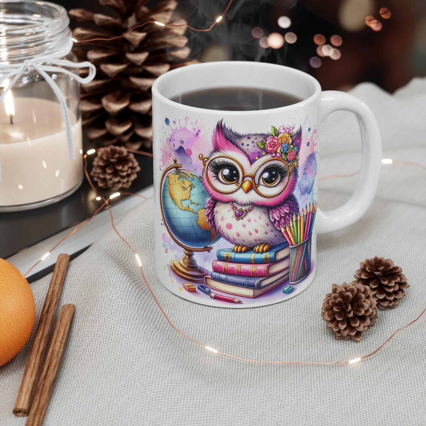 Cute School, Owl, Student, Librarian, Teacher Mug | Perfect Gift for Educators, Back to School, Classroom Decor, Appreciation Day, Coffee Lovers