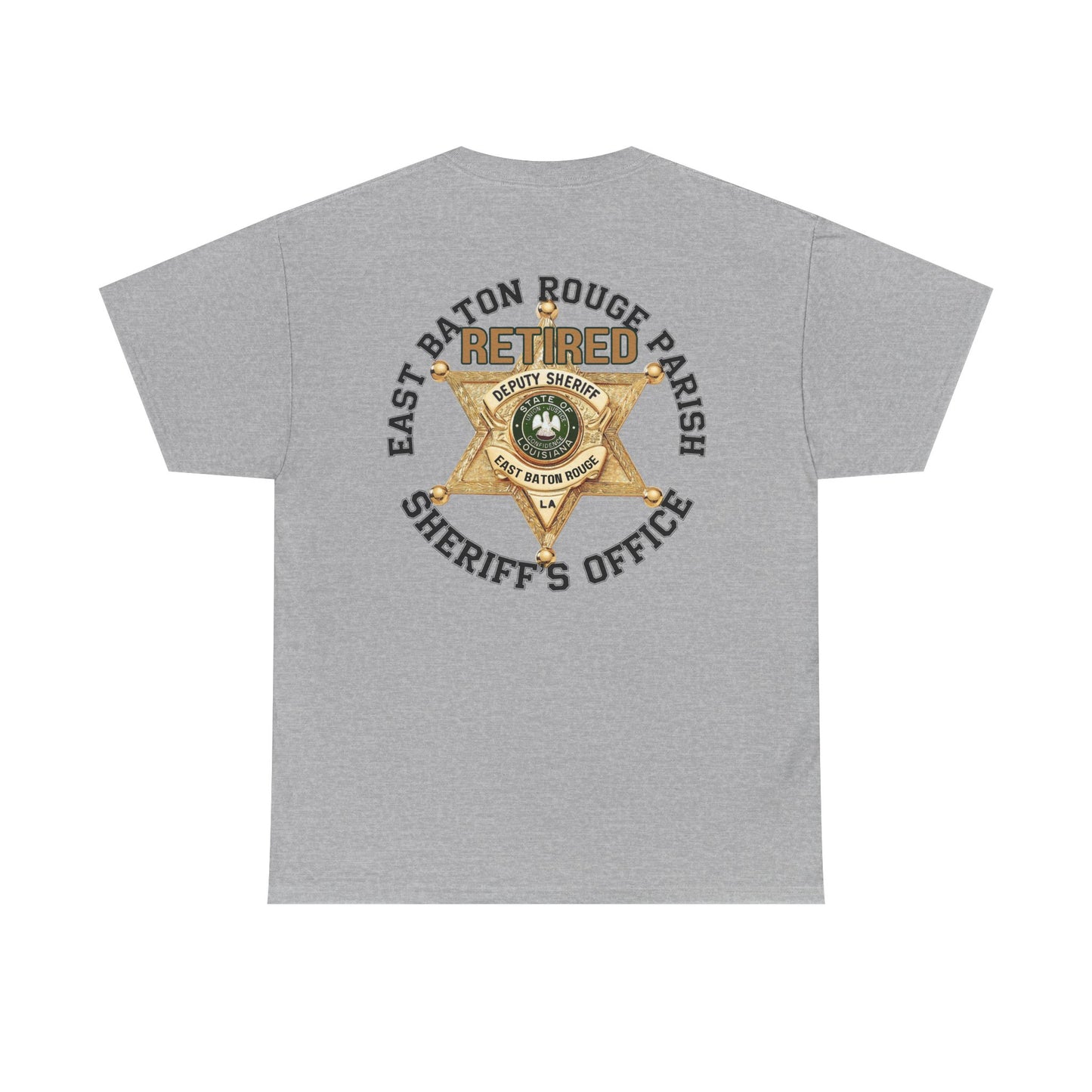 Pocket Front, Design on Back EBRSO Badge Retired Sheriff Heavy Cotton Tee, Unisex Tee, Law Enforcement Gift, Retirement Celebration T-shirt