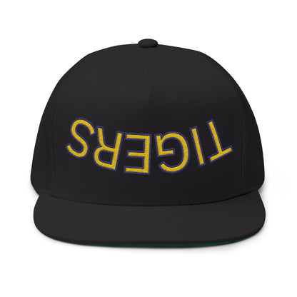 Tigers Embroidered Flat Bill Cap with 'TIGERS' Design, Trendy Snapback Hat, Sports Fan Gear, Casual Wear, Unique Gift for Him/Her