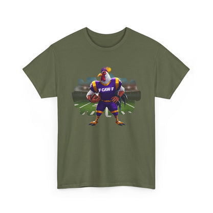 F-CAW-F Football Rooster, Purple and Gold , Sporty Unisex Heavy Cotton Tee