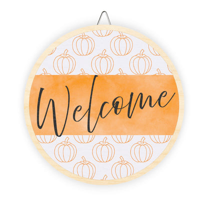 Welcome, Fall, Pumpkins, Thanksgiving Door, Decor, Sign, Wreath, Wooden Door Hanger