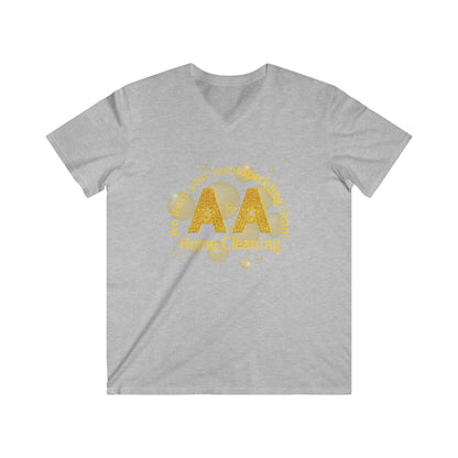 A&A, Yellow Logo on a 4th Vneck, Gildan