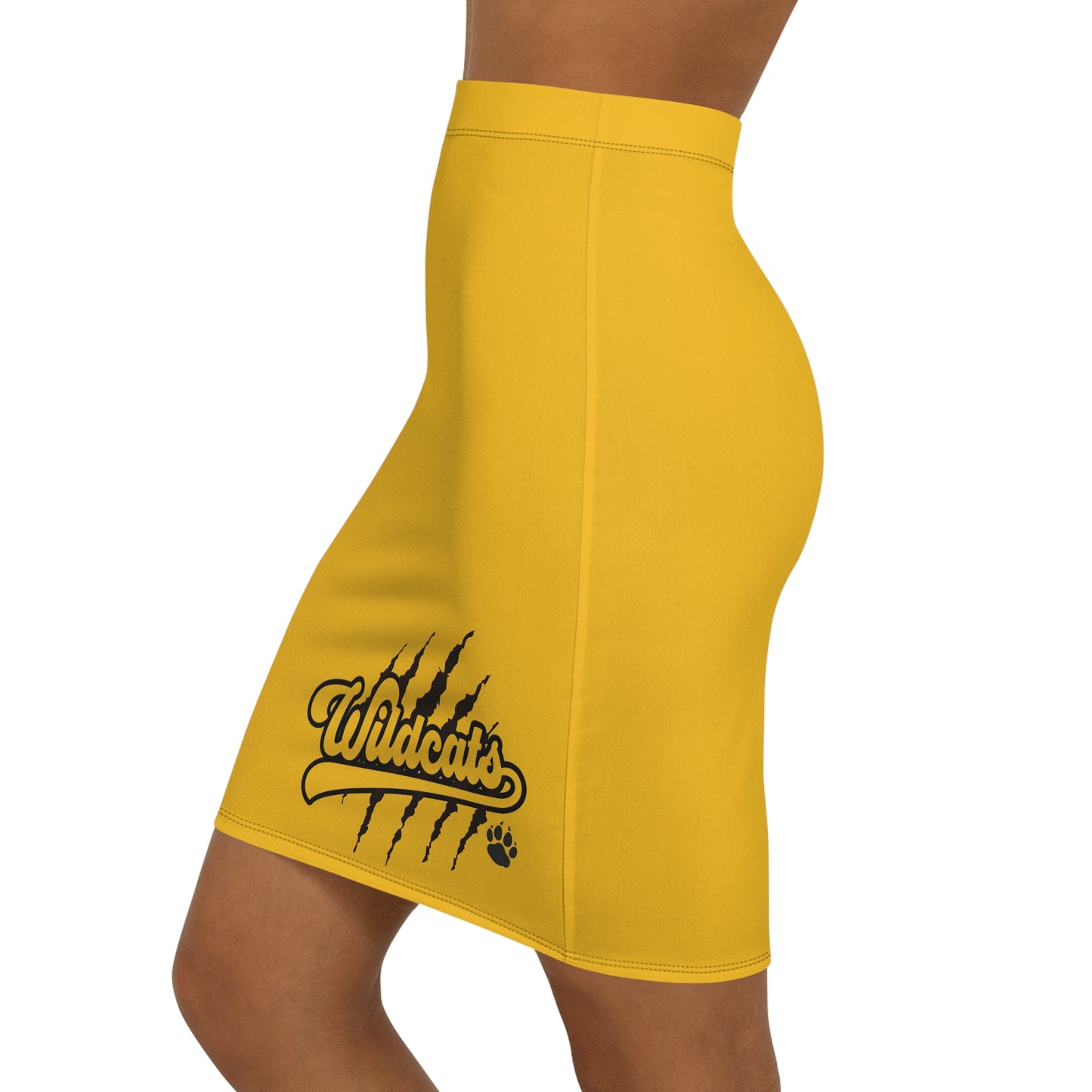 Yellow Wildcats Women's Pencil Skirt, Stylish Skirt, Fun Night Out, Go Cats Go