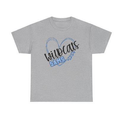 SAMS Wildcats Love Unisex Tee, Cute Cotton Shirt, School Spirit Apparel, Family Gatherings, Casual Wear, Gift for Students, Personalized Designs