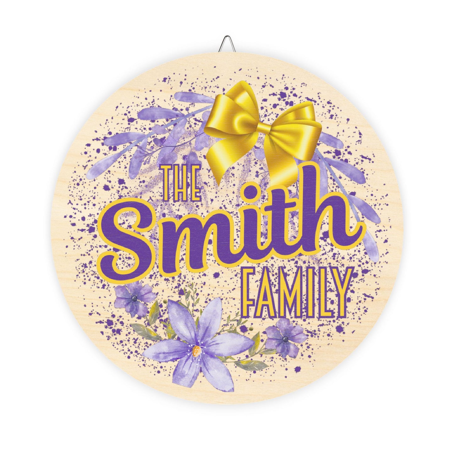Personalized, LSU, Purple Gold, Family Name, Welcome Door, Decor, Sign, Wreath, Wooden Door Hanger