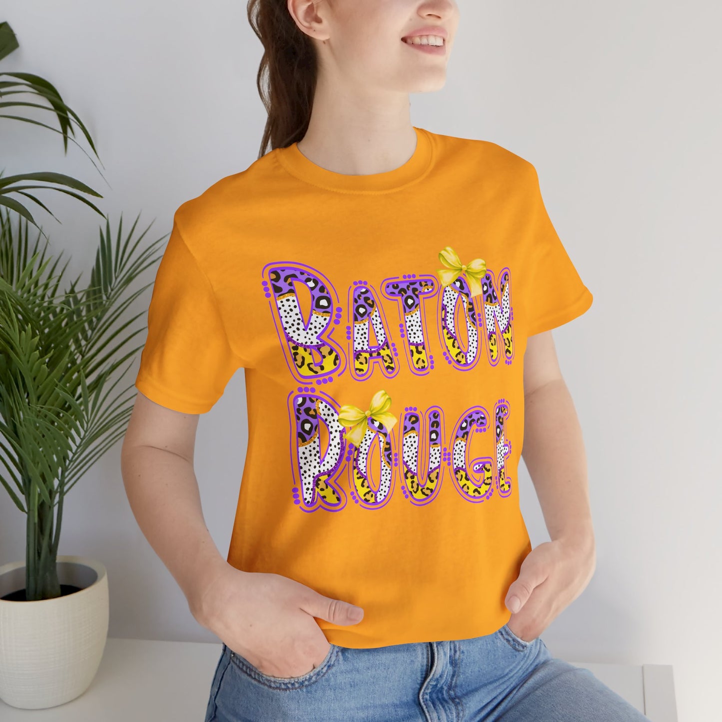 Baton Rouge Graphic Tee, Cute Font, Purple and Gold, LSU, Tigers, Football, Baseball, Team