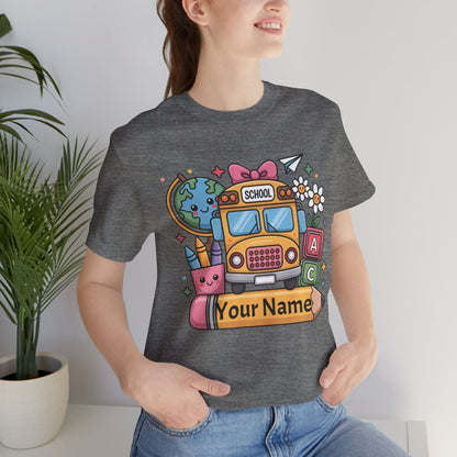 Personalized School Bus T-Shirt for Kids, Fun Graphic Tee, Back to School