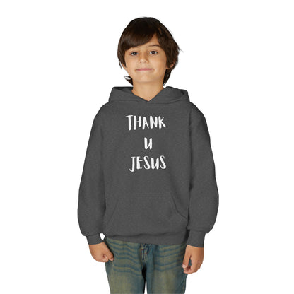 Thank you Jesus, John 3:16 Youth Heavy Blend Hooded Sweatshirt, Thank U Jesus Faith Hoodie, Christian Youth Apparel, Religious Gift for Teens, John 3:16 Inspired