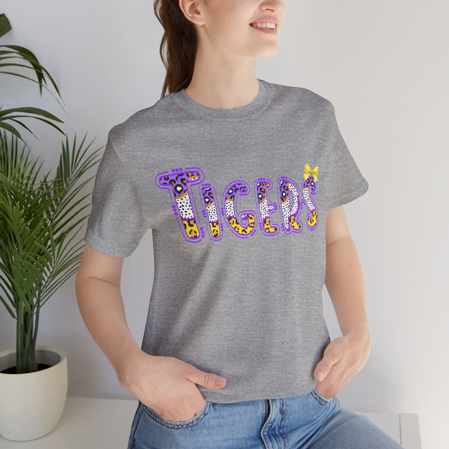 Tigers Graphic Tee, Cute Font, Purple and Gold, LSU, Tigers, Football, Baseball, Team