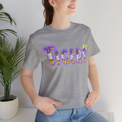 Tigers Graphic Tee, Cute Font, Purple and Gold, LSU, Tigers, Football, Baseball, Team