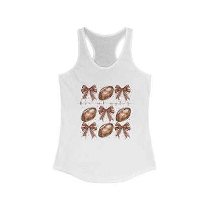 Live Oak Eagles, Footballs and Bows Women's Racerback Tank Top, Perfect for Game Day, Sports Events, Tailgating, and Everyday Wear