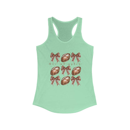 Live Oak Eagles, Footballs and Bows Women's Racerback Tank Top, Perfect for Game Day, Sports Events, Tailgating, and Everyday Wear