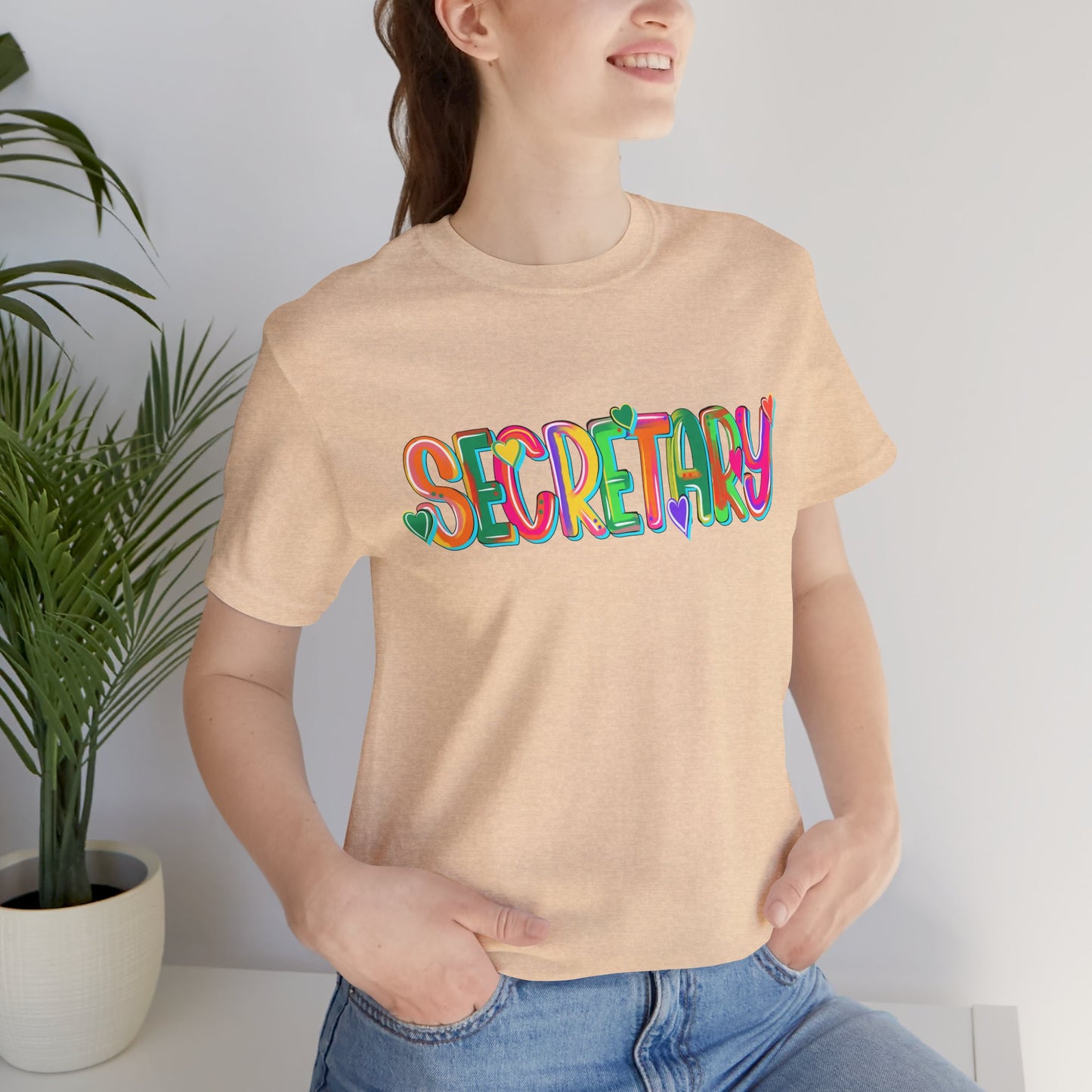 Colorful Secretary Unisex Tee, Fun School Admin