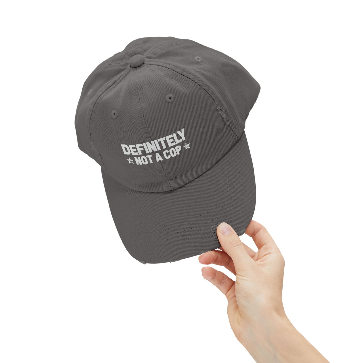 Definitely NOT a cop, Unisex Distressed Cap, Funny Hat, Casual Gift, Everyday Wear, Cool Accessory, Adjustable Cap