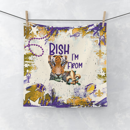 Vibrant Tigers Face Towel, Fun Gift for Home Decor, I'm from Louisiana